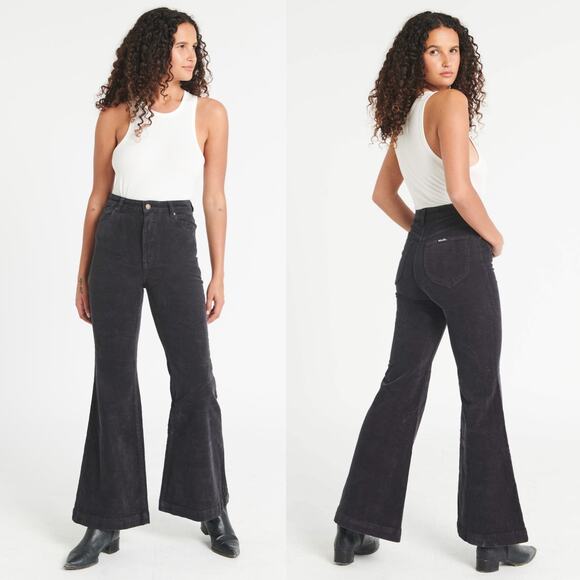 Rolla's Eastcoast Flare High-Rise Ash Charcoal Black Corduroy Jean Pants 30 x 31 - Picture 1 of 10